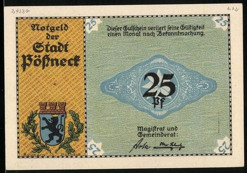 Notgeld pössneck pfennig - notgeld, 25